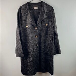 ABC Collection Black Crinkle Textured Long Coat Size L
